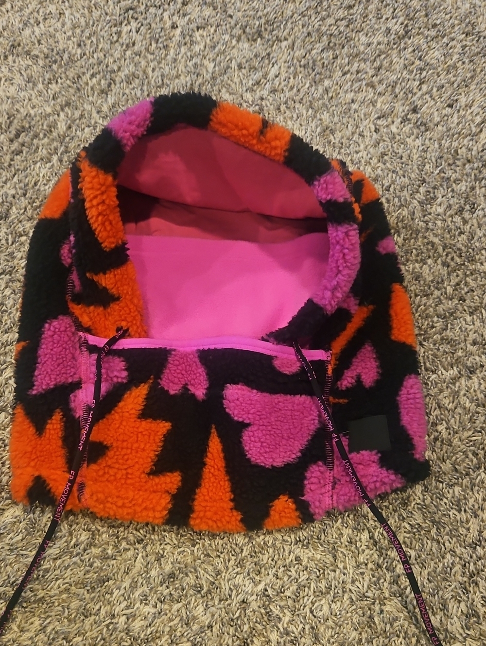 Free People Black, Orange & Pink Sherpa Bucket Hat